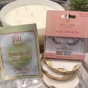 Eylure 3/4 Length Featherlight False Lashes with Pixi under eye patches NWT
